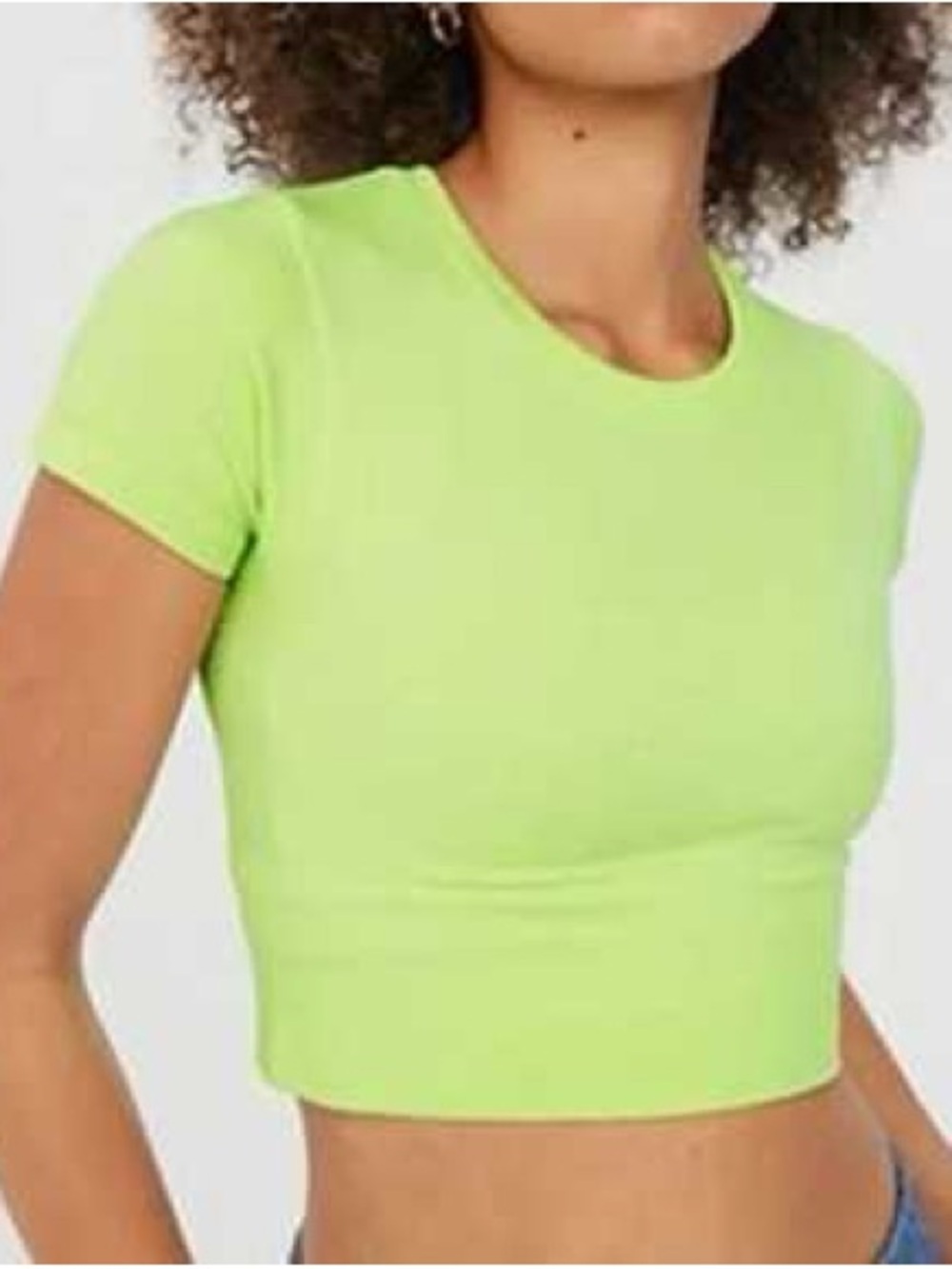 Women’s Offline by Aerie Sidewalk Seamless Cropped T-shirt in lime green